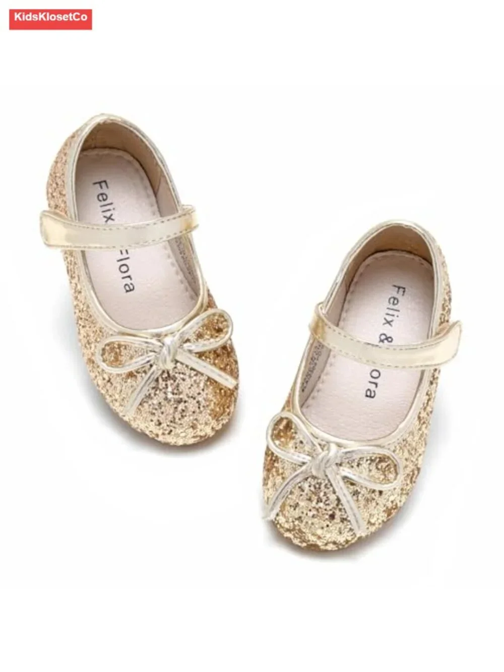 Toddler Girl Dress Shoes Ballet Flats Mary Jane with Bowknot Glitter